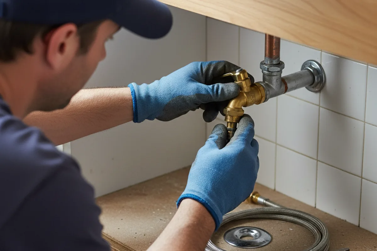 Shutoff valve and fitting work during Burst Pipe Repair in Linwood